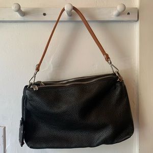 Valentina Black Pebbled Leather Shoulder Bag